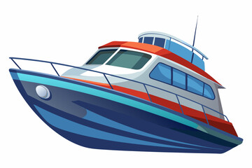 Blue and Red Motorboat with a White Deck