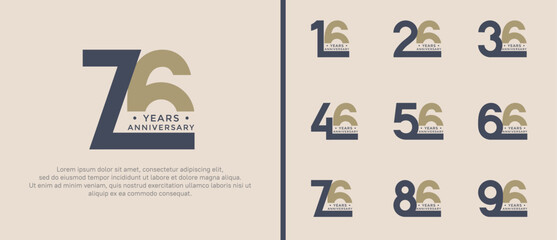 anniversary logo style set with black and brown color can be use for celebration moment