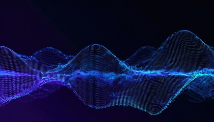 Wave of colorful bright particles. Sound and music visualization.