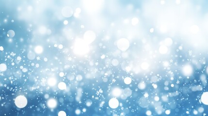 Abstract Winter Background with Snowflakes and Bokeh Lights