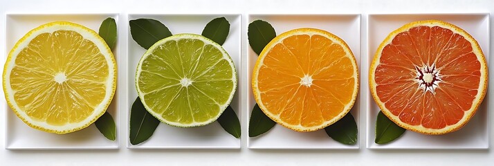 Obraz premium Citrus Fruit Halves - Realistic Photo