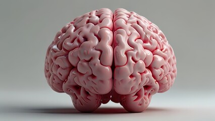 pink brain with a white background