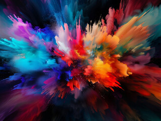 Abstract Colorful Explosion of Paint Splashes