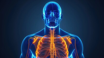 Medical illustration of the diaphragm muscle.