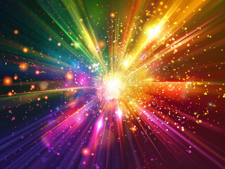 Colorful Light Explosion with Glittering Particles
