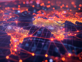 Fototapeta premium A digital representation of the world with interconnected nodes