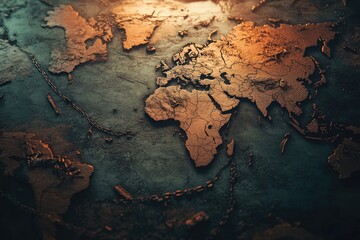 Fototapeta premium Broken Chains on a world map.
