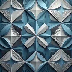 3D Geometric Wallpaper Design with Blue and Gray Tones