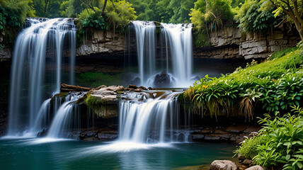 waterfall in the middle of the forest