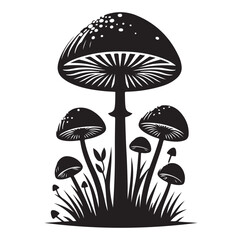 Mushroom icon silhouettes vector.
