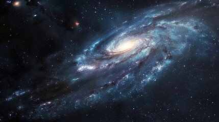 Fototapeta premium Majestic spiral galaxy illuminated by stars in the vastness of space