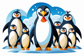 Obraz premium A Family of Penguins Standing on an Ice Floe