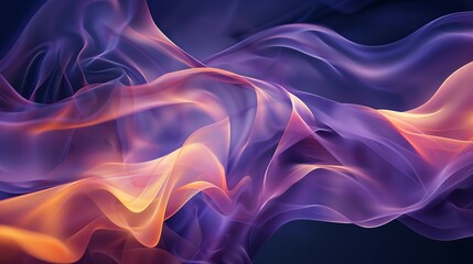 Obraz premium Ethereal swirls of purple and orange fabric flowing gracefully against a dark background