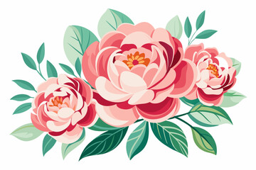 Pink and Red Flower Bouquet with Green Leaves