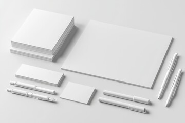 Realistic blank stationery set mockup isolated created with generative ai
