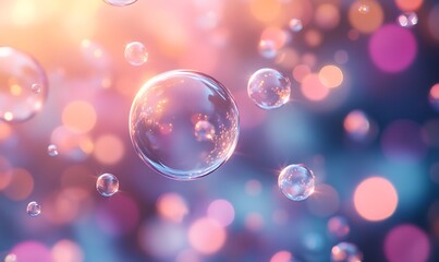 Calm Background of Floating Bubbles with Swirling Ink and Bokeh Effects