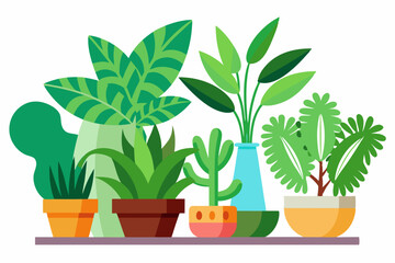 Obraz premium A Row of Potted Plants with Various Leaf Shapes