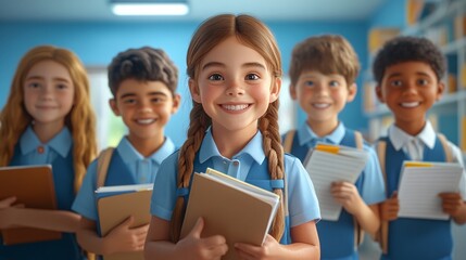 portrait of smiling students in school uniform