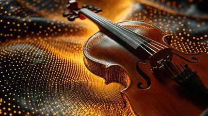 A violin surrounded by sequenced audio lines, capturing the nuances of its sound.