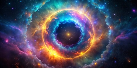 Obraz premium Cosmic Ring of Fire, digital art, space, nebula, stars, galaxy