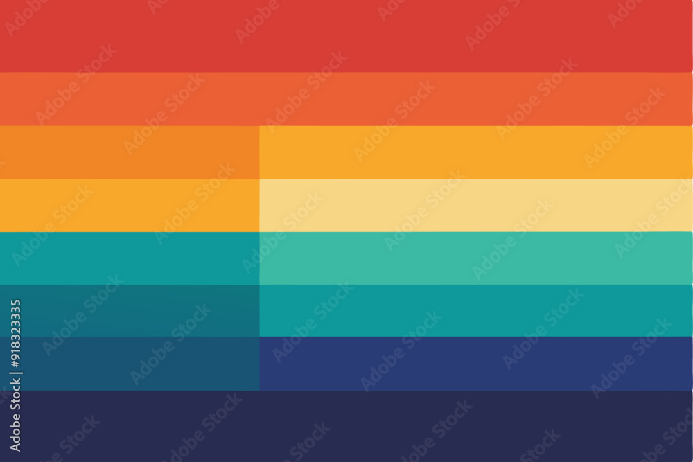 Wall mural Abstract Background with Horizontal Stripes of Red, Orange, Yellow, Teal, and Blue