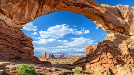 Fototapeta premium The captivating rock formations of Arches National Park's South Window Arch,