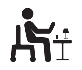 Worker icon silhouette of a person sitting on a chair