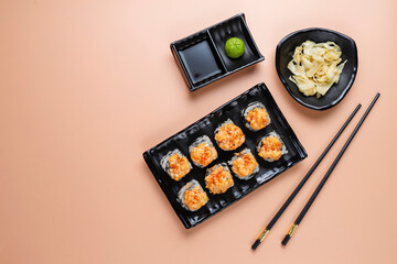 fFesh sushi set traditional japanese food