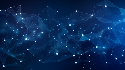 A dynamic, geometric blue background with connected nodes and glowing polygonal shapes, ideal for tech designs.
