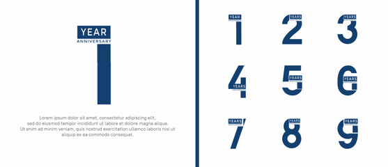 anniversary logo style set with blue color can be use for celebration moment