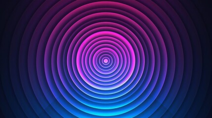 Naklejka premium Modern Abstract Design Featuring Blue, Pink, and Purple Gradient Circles with Lines on a Dark Black Background, Perfect for Contemporary Art and Digital Projects
