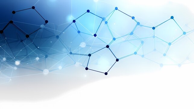 A dynamic, geometric blue background with connected nodes and glowing polygonal shapes, ideal for tech designs.