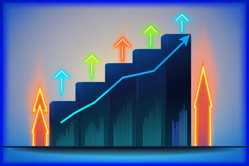 A modern growth chart on dark background with copy space. AI
