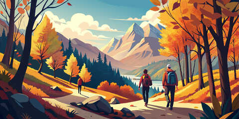 A Scenic Autumn Hike Through a Mountain Trail