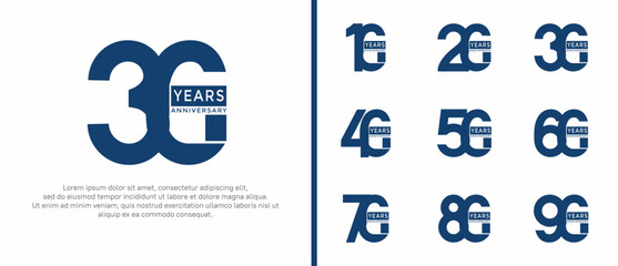 anniversary logo style set with blue color can be use for celebration moment