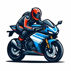 Motorbike rider colorful vector illustration isolated on a white background