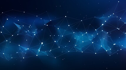 A dynamic, geometric blue background with connected nodes and glowing polygonal shapes, ideal for tech designs.