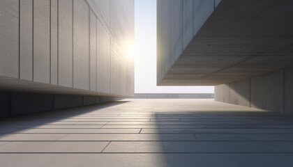 Obraz premium Abstract of architecture space with rhythm of concrete block and light and shadow of the sun,3D render