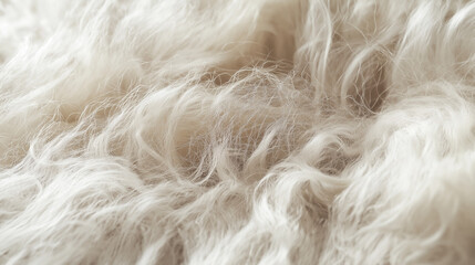 Fototapeta premium A close-up view of a fluffy, textured material that resembles fur or wool. The material has a rich palette of whites, grays, and subtle hints of brown