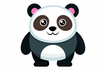 Naklejka premium Cartoon Panda Bear with Black and White Fur and Pink Ears