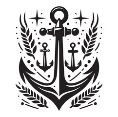 Anchors ship icon silhouettes vector. 