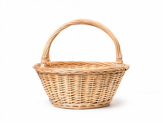 Classic Wicker Basket on Isolated White Background for Home Decor and Storage Solutions
