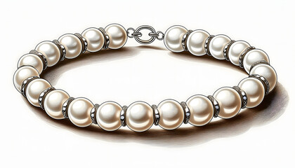 Obraz premium Elegant Pearl Necklace Illustration isolated on a white background