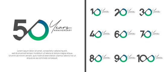 anniversary logo style set with green and black color can be use for celebration moment