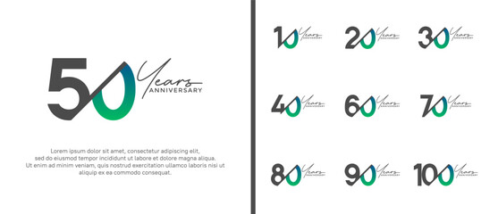 anniversary logo style set with green and black color can be use for celebration moment