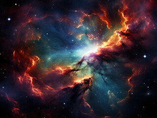 Fototapeta premium Space background with stardust and shining stars realistic colorful cosmos