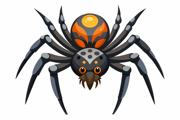 Cartoon Black Spider with Orange and Yellow Markings