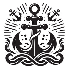 Anchors ship icon silhouettes vector. 