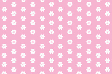 White flower pink background seamless pattern