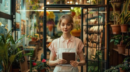 The florist in a greenhouse